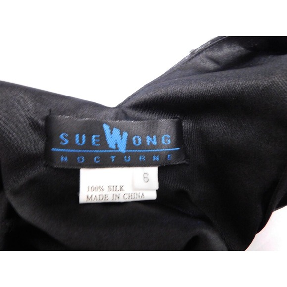 New Sue Wong Nocturne N5574 Black 100% Silk Beaded Jeweled Dress Sleeveless sz 6 - Picture 6 of 6